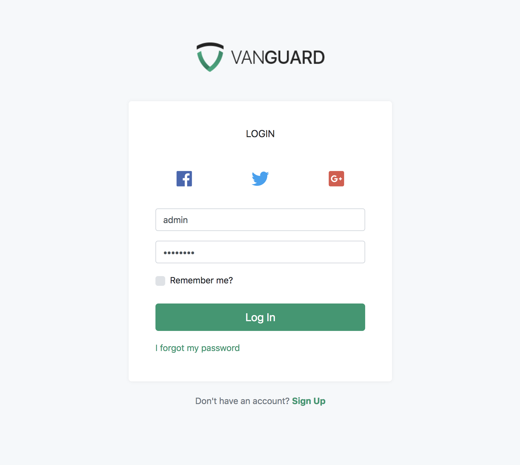 Vanguard - Login Form