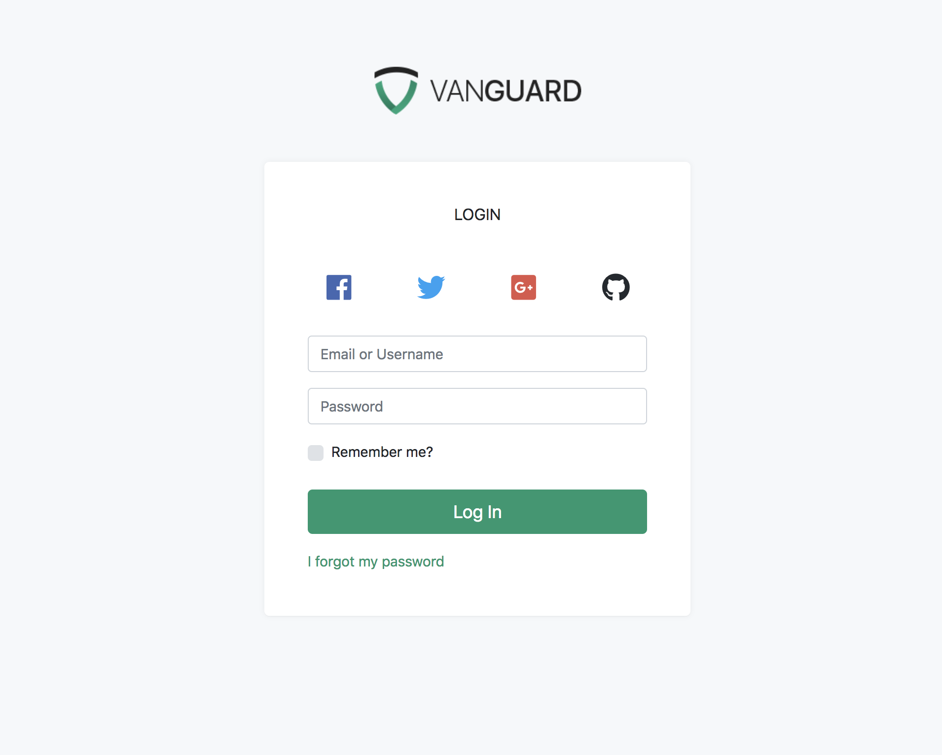 Vanguard Social Auth - Login Form